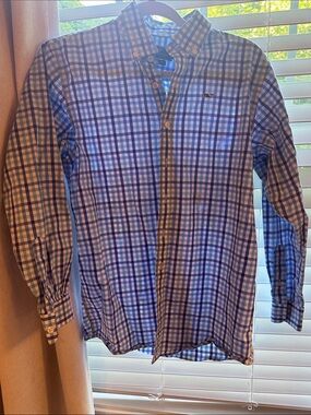 Vineyard Vines Blue & White Plaid Whale Button-Up